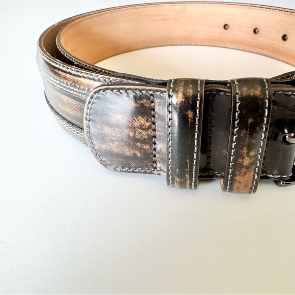 New Mezlan Men's Brown Leather Belt Made in Spain Size 36 - Picture 3 of 10